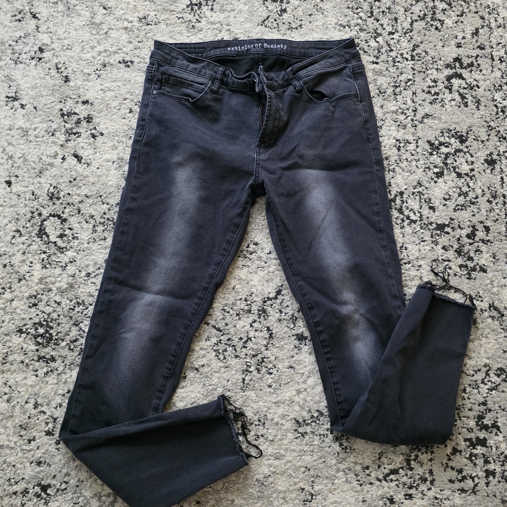 Articles of Society Black Gray distressed skinny jeans Womens 30 Goth Grunge